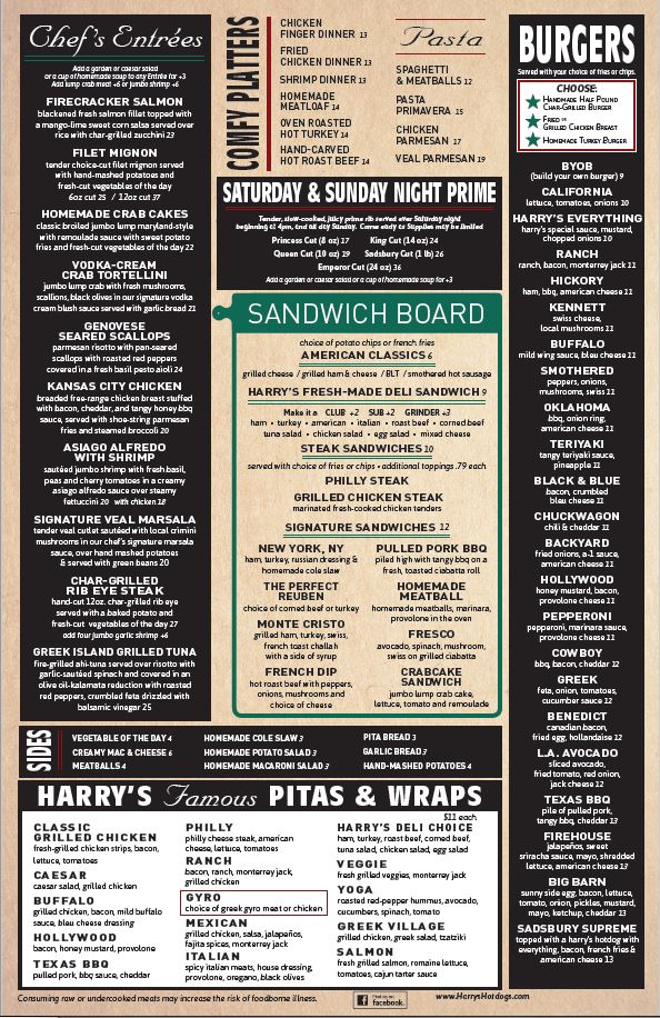 Menu | Harry's Hotdogs